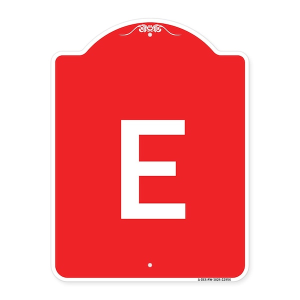 Signmission Designer Series Sign-Sign W/ Letter E, Red & White Aluminum Sign, 18" x 24", RW-1824-22956 A-DES-RW-1824-22956 - main